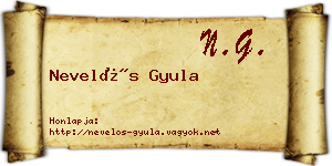 Nevelős Gyula névjegykártya